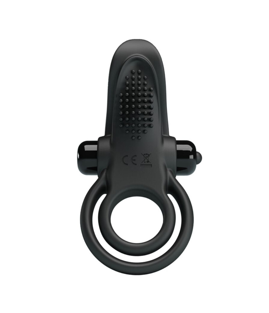 PRETTY LOVE - DOPPIO ANELLO VIBRANTE + STIMOLATORE CLITORIDEO 10 VIBRAZIONI NERO