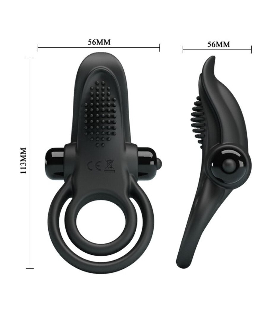 PRETTY LOVE - DOPPELTER VIBRATIONSRING + KLITORISSTIMULATOR 10 VIBRATIONEN SCHWARZ