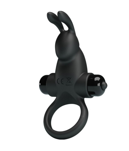 PRETTY LOVE - ANILLO VIBRADOR + ESTIMULADOR RABBIT CLÍTORIS 10 VIBRACIONES NEGRO