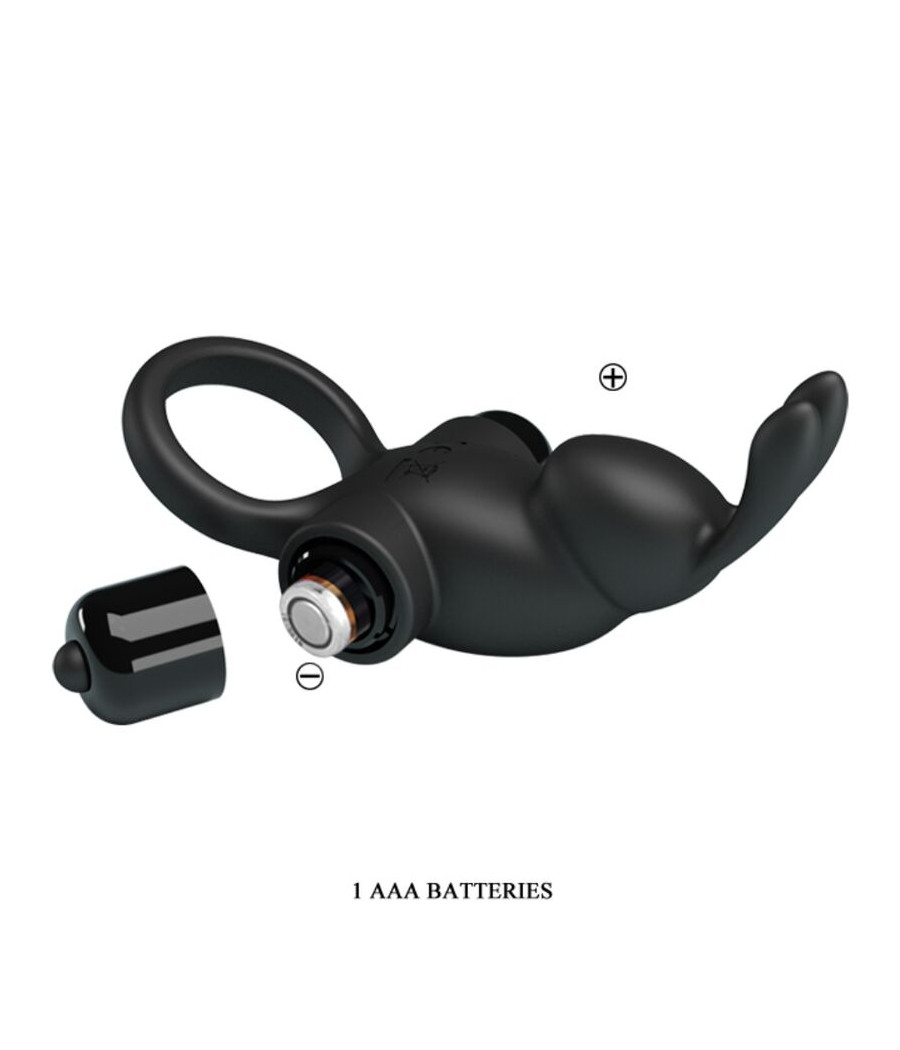 PRETTY LOVE - ANNEAU VIBRANT + STIMULATEUR DE CLITORIS RABBIT 10 VIBRATIONS NOIR