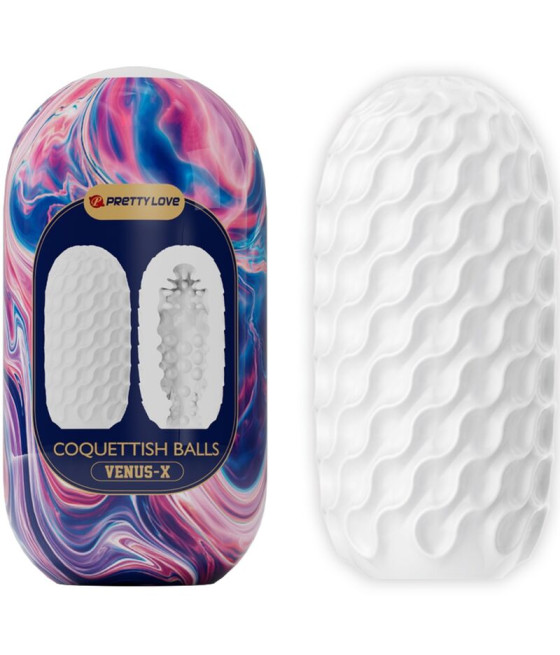 PRETTY LOVE - COQUETTISH BALLS SILICONE MALE MASTURBATOR WHITE