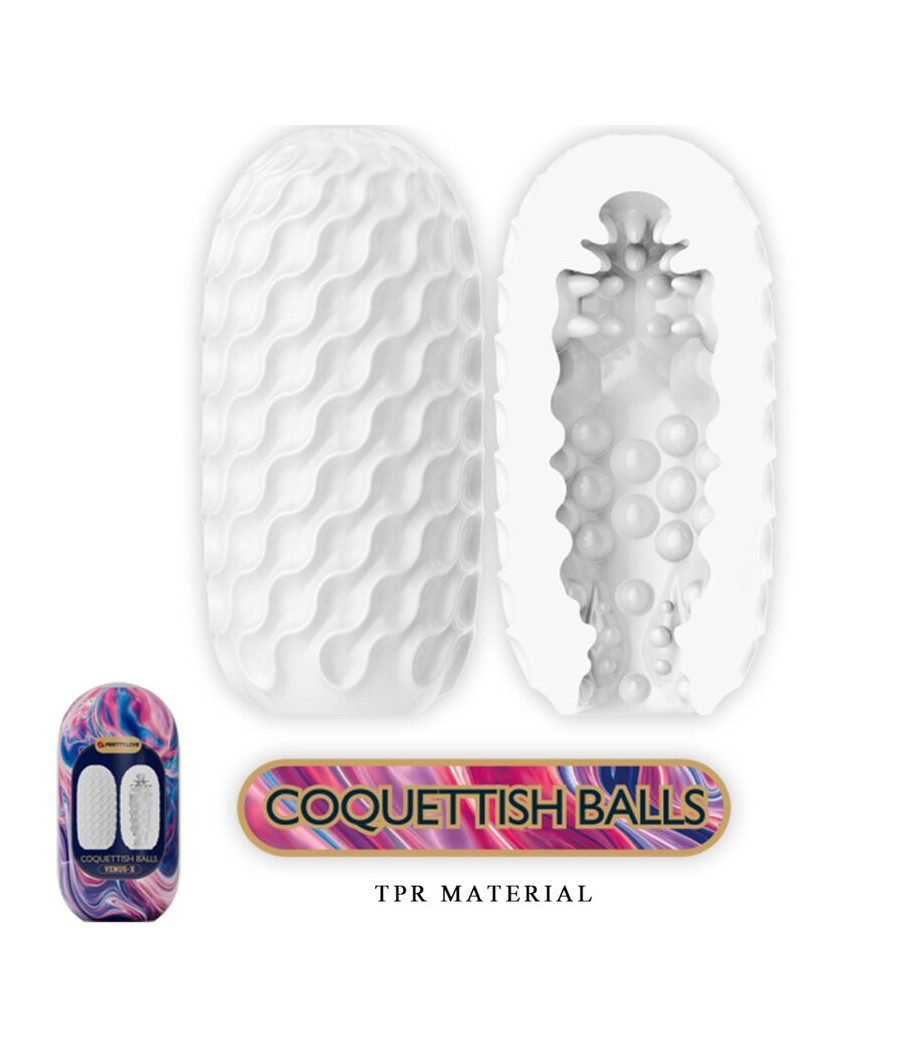 PRETTY LOVE - MASTURBADOR MASCULINO DE SILICONE COQUETTISH BALLS BRANCO