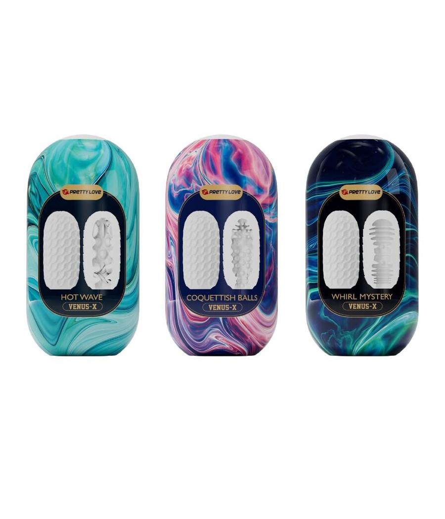 PRETTY LOVE - VENUS X 15 MASTURBADORES MASCULINOS SILICONA BLANCO