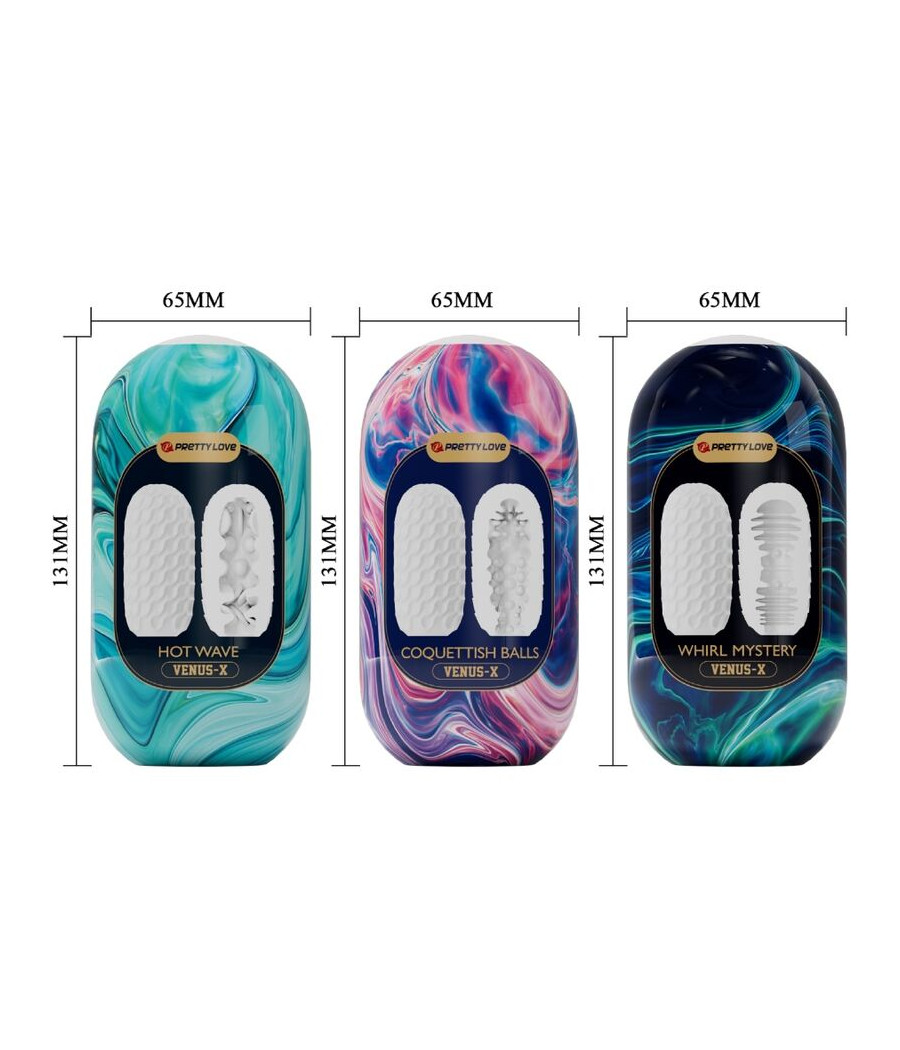 PRETTY LOVE - VENUS X 15 MASTURBADORES MASCULINOS DE SILICONE BRANCO