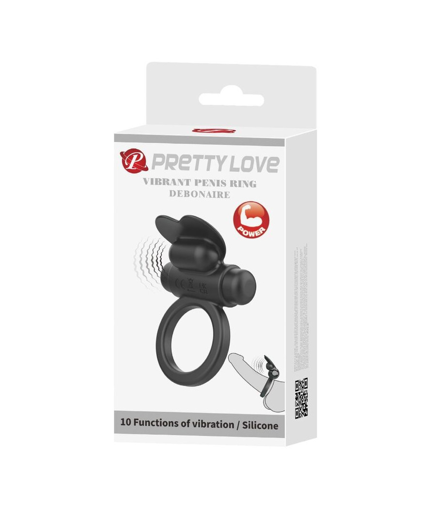 PRETTY LOVE - DEBONAIRE ANELLO VIBRANTE CONIGLIO 10 VIBRAZIONI NERO