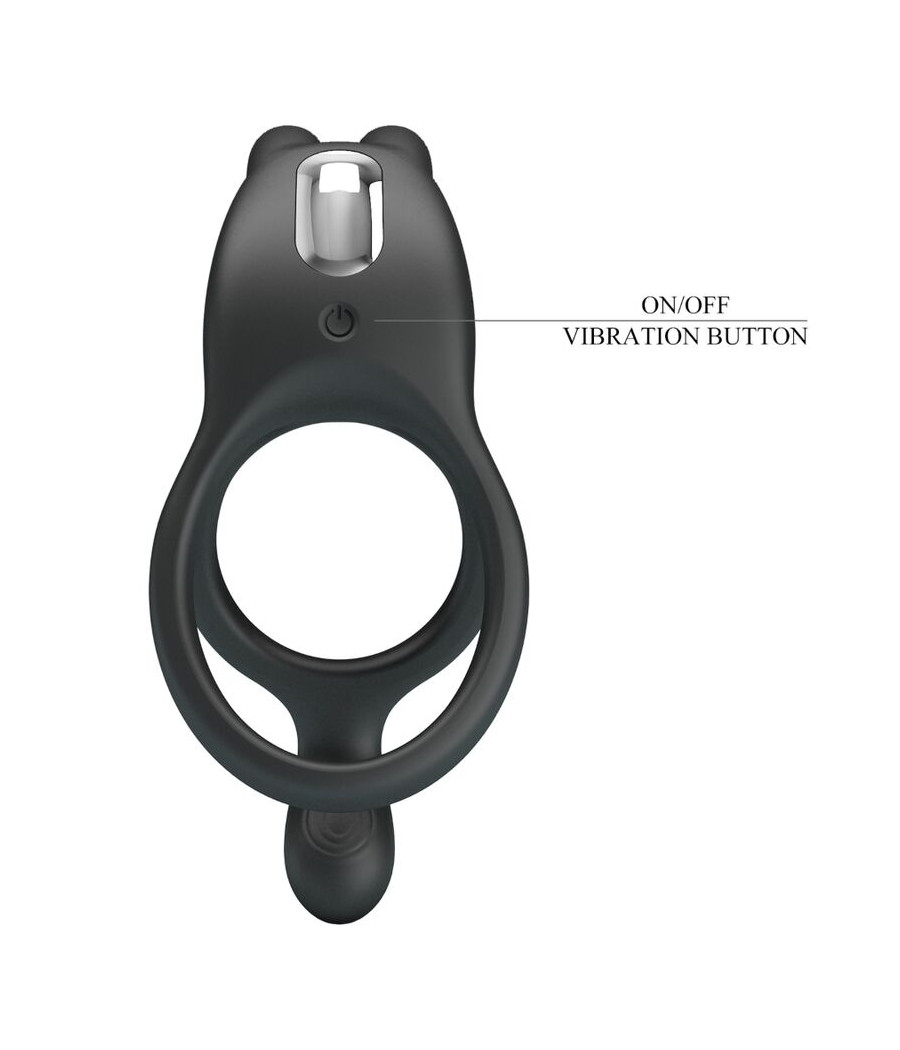 PRETTY LOVE - SETH DOUBLE VIBRATING RING RABBIT 7 VIBRATIONS BLACK