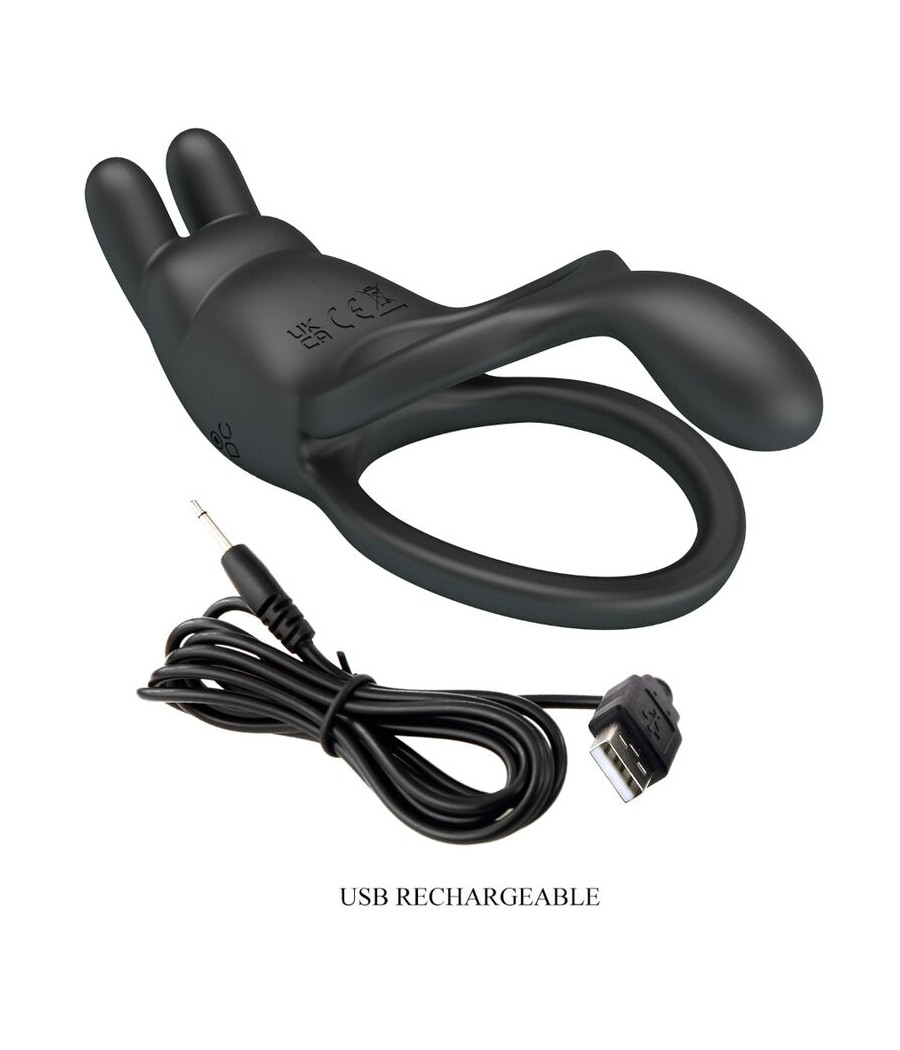 PRETTY LOVE - SETH DOPPEL-VIBRATIONSRING RABBIT 7 VIBRATIONEN SCHWARZ
