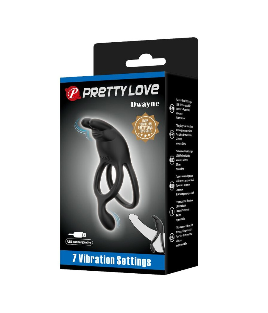 PRETTY LOVE - SETH DOPPEL-VIBRATIONSRING RABBIT 7 VIBRATIONEN SCHWARZ