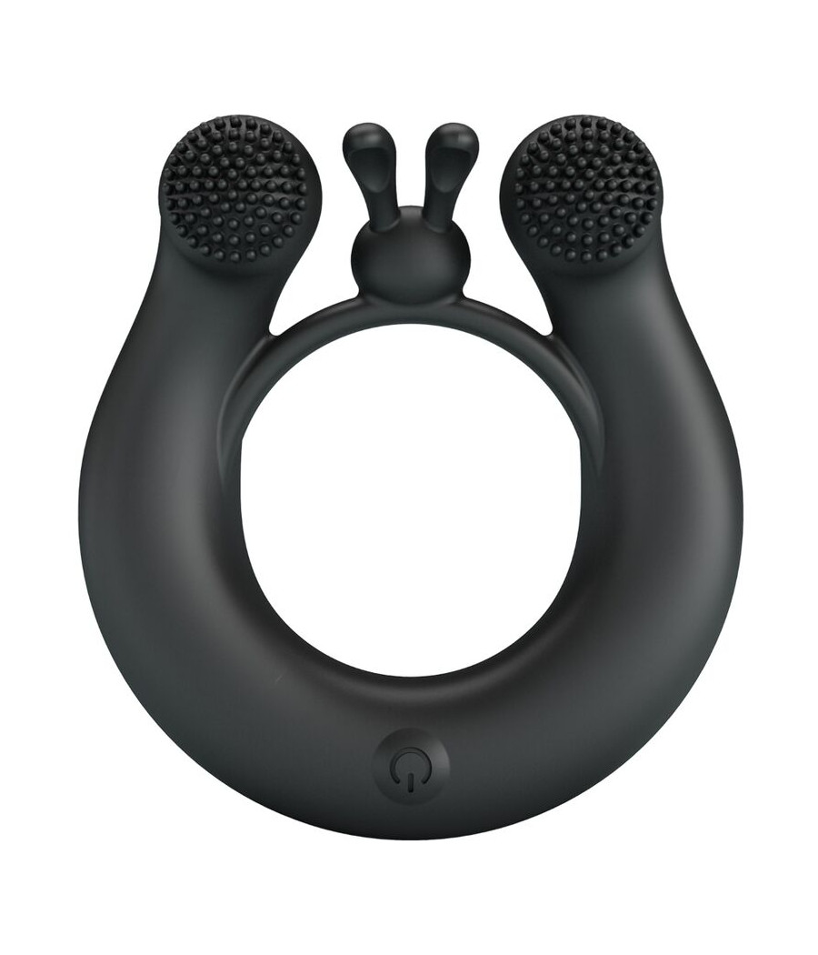 PRETTY LOVE - ANELLO VIBRANTE DAHLIA + STIMOLATORE CLITORIDEO 12 VIBRAZIONI NERO