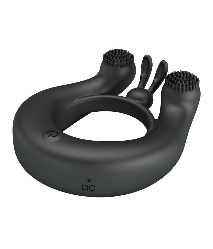 PRETTY LOVE - ANELLO VIBRANTE DAHLIA + STIMOLATORE CLITORIDEO 12 VIBRAZIONI NERO