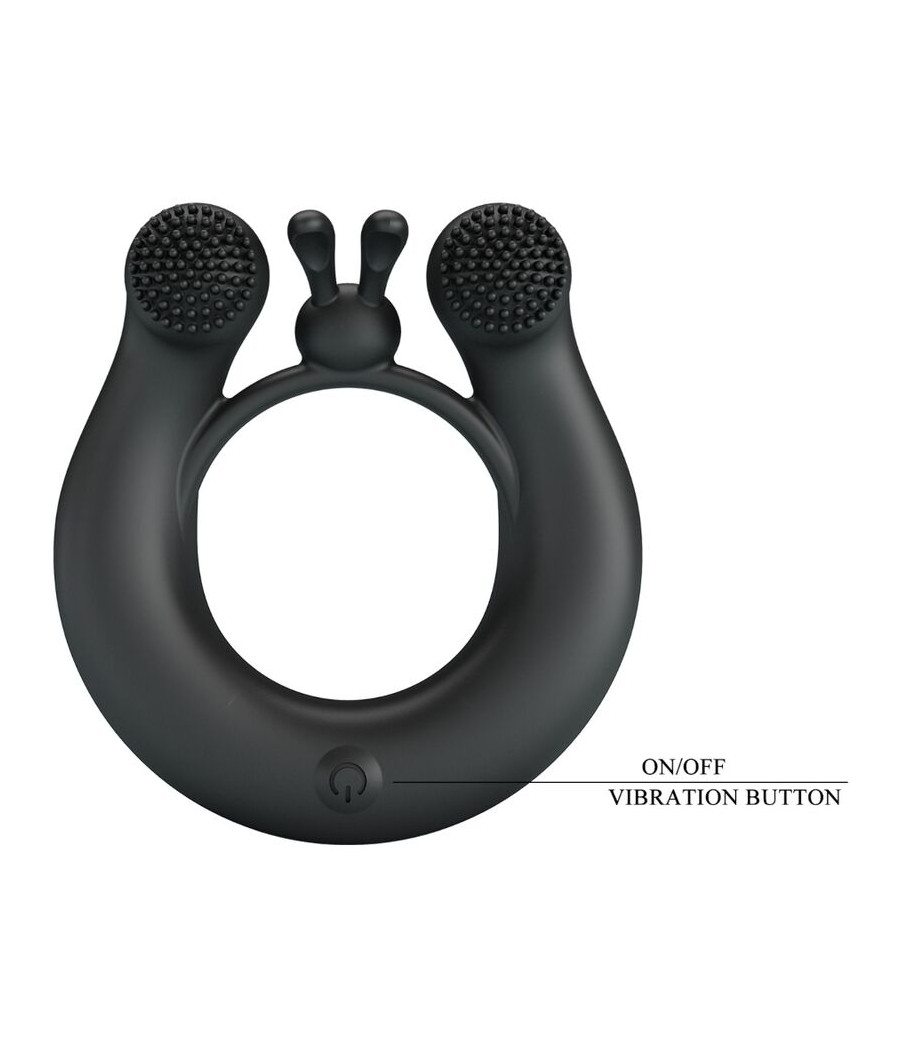 PRETTY LOVE - DAHLIA ANILLO VIBRADOR + ESTIMULADOR DE CLÍTOIS 12 VIBRACIONES NEGRO