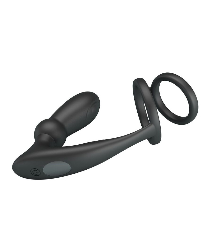 PRETTY LOVE - EMONI ANILLO PENE + PLUG ANAL 12 VIBRACIONES NEGRO
