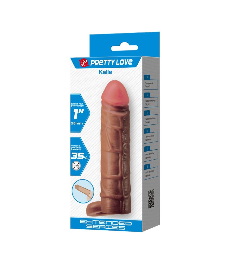 PRETTY LOVE - MANCHON DE PÉNIS KAILE AVEC EXTENSION DE 2,5 CM MULATTO