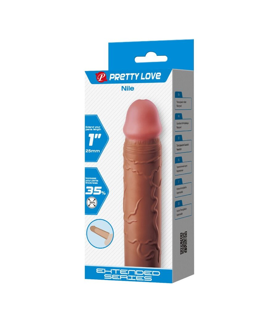 PRETTY LOVE - NILE PENIS SLEEVE WITH 2.5 CM EXTENSION MULATTO