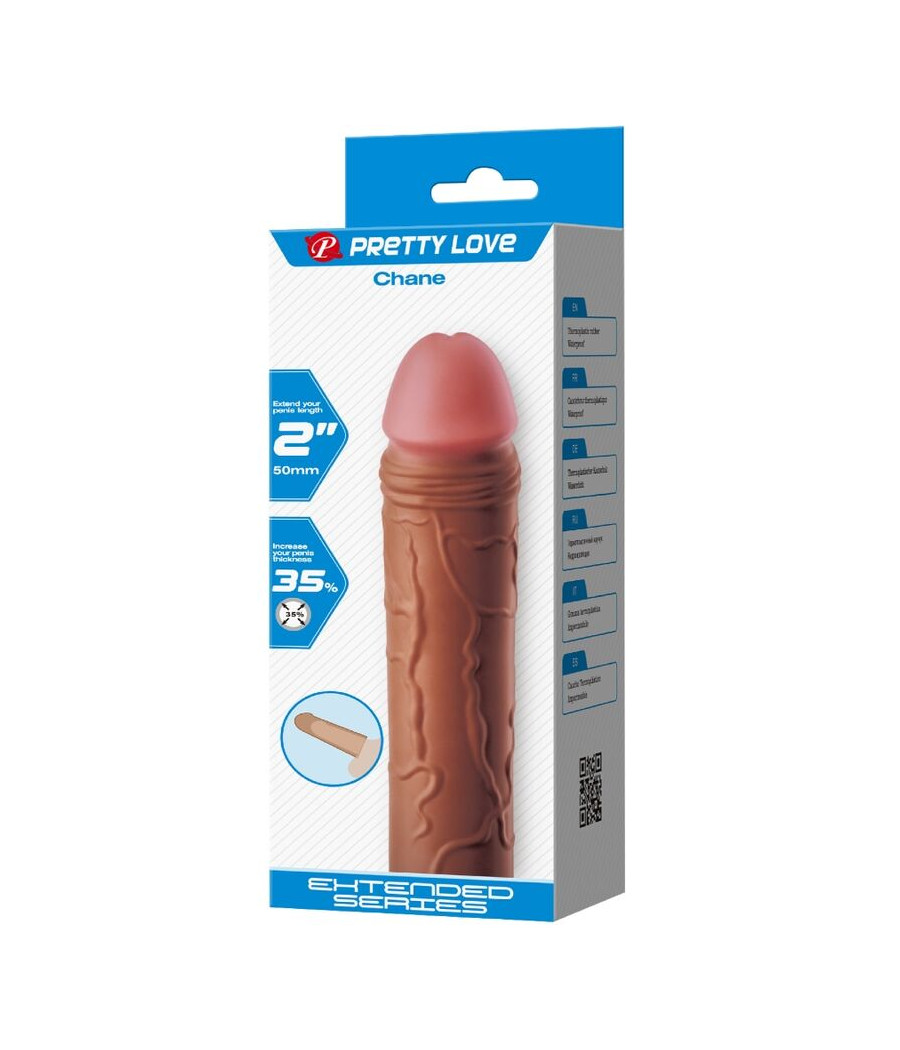PRETTY LOVE - MANCHON DE PÉNIS CHANE AVEC EXTENSION DE 5 CM MULÂTRE
