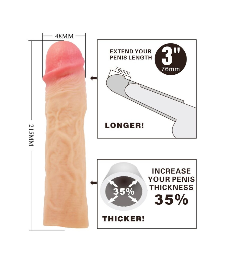 PRETTY LOVE - DEREK PENISHÜLLE MIT 7,6 CM VERLÄNGERUNG FLEISCH