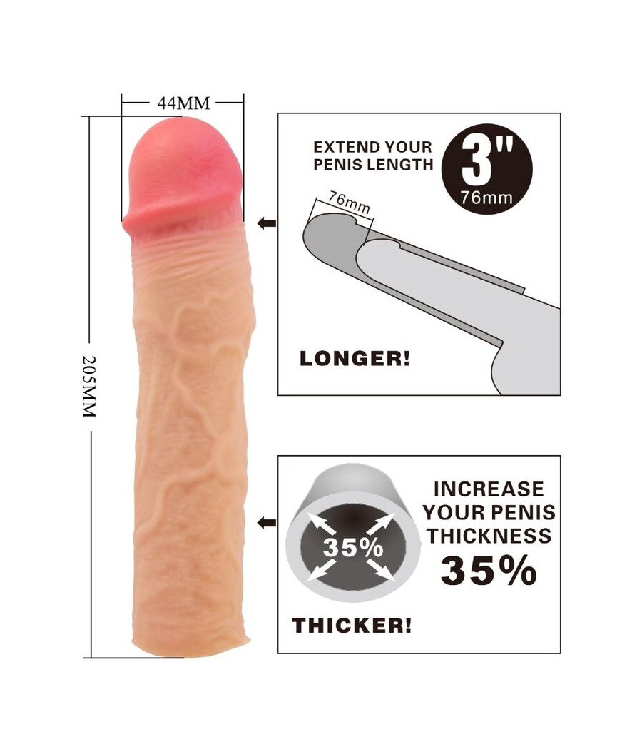 PRETTY LOVE - MANGA PARA PÊNIS STEVENSON COM EXTENSÃO DE 7,6 CM DE CARNE