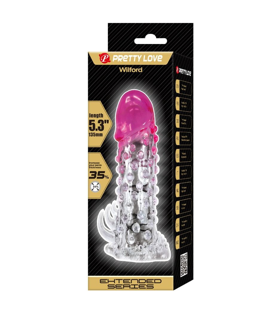PRETTY LOVE - WILFORD REALISTIC ENLARGEMENT SHEATH WITH EMBOSSED PENIS PINK