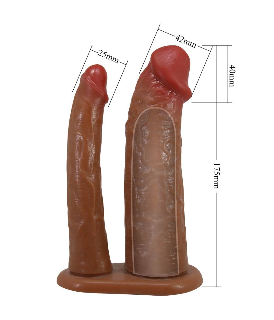 PRETTY LOVE - YAIRON MANGA DUPLA PARA PÊNIS COM EXTENSÃO DE 4 CM MULATO