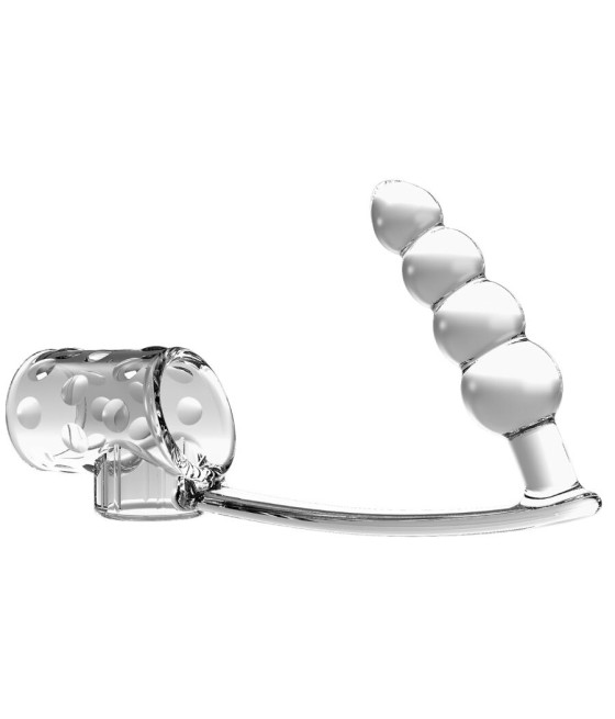 PRETTY LOVE - MANCHON PÉNIS AVEC PLUG ANAL TRANSPARENT