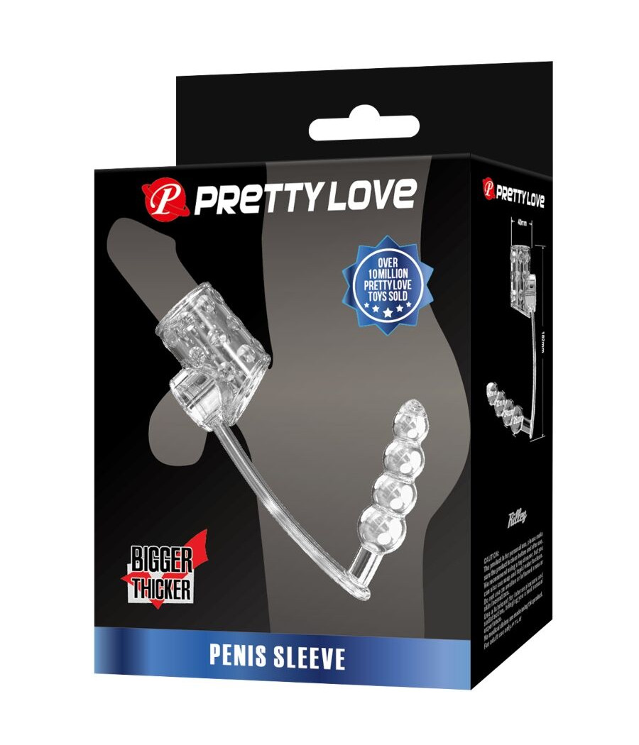 PRETTY LOVE - PENIS SLEEVE WITH ANAL PLUG TRANSPARENT