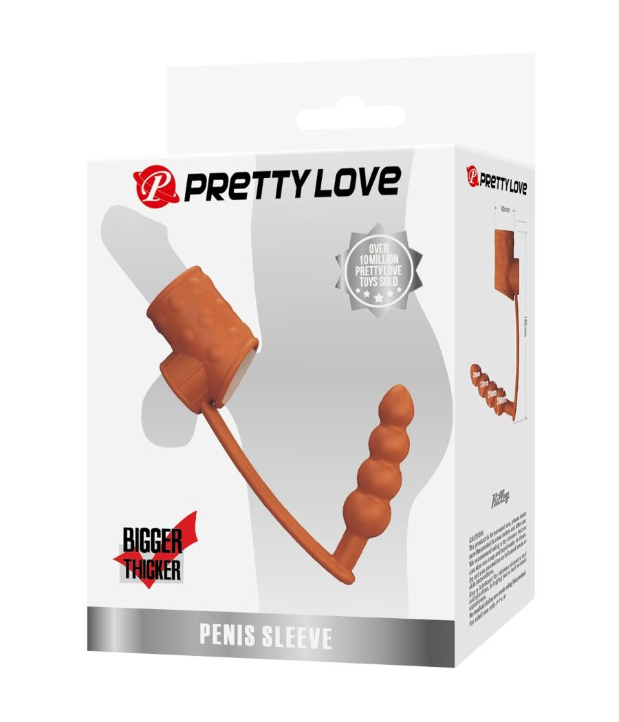 PRETTY LOVE - PENIS SLEEVE WITH ANAL PLUG NATURAL