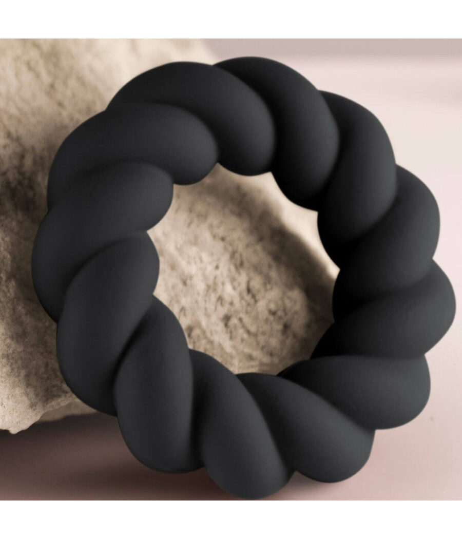 ROCKS-OFF - ANEL MASTURBADOR DE SILICONE PRETO TWIST