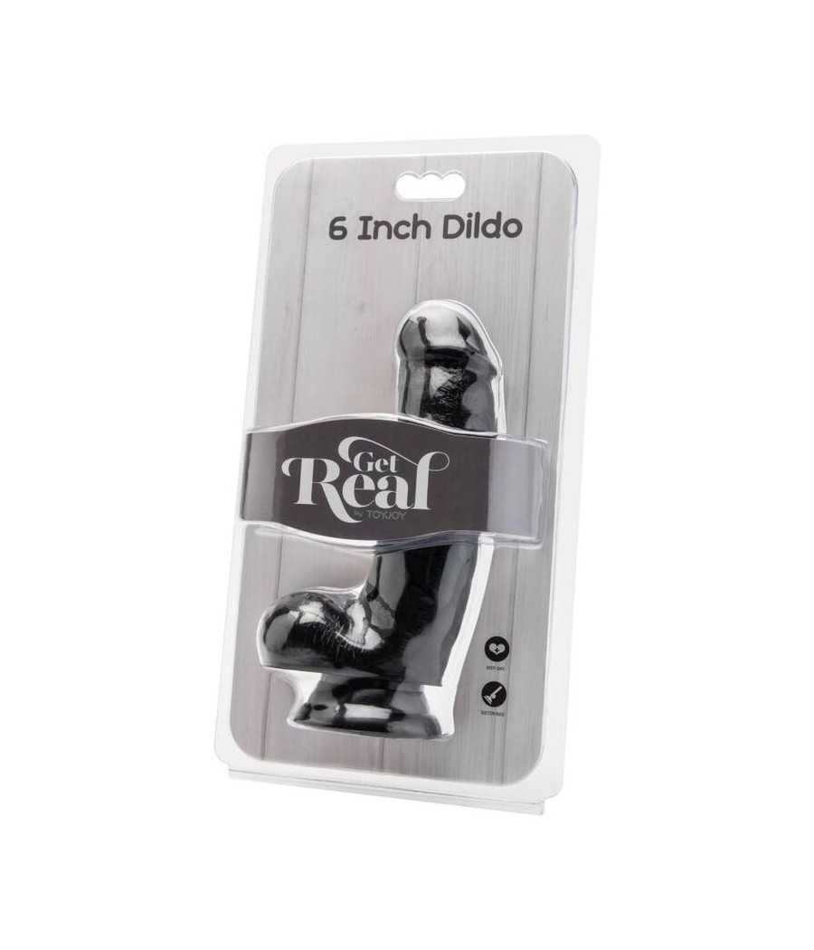 GET REAL - DILDO 12 CM COM BOLAS PRETO