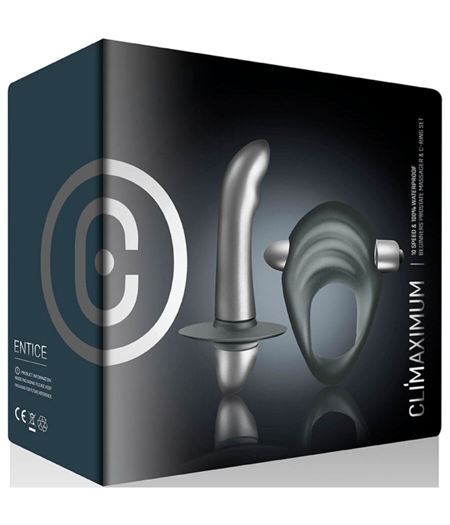 CLIMAXIMUM - ENTICE KIT ANELLO PER IL PENE + VIBRATORE PER LA PROSTATA PER PRINCIPIANTI