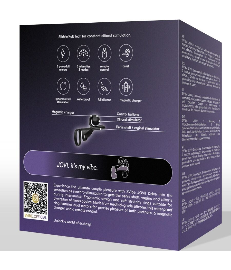 SNAIL VIBE - JOVI COUPLES RING CONTROLE REMOTO PRETO