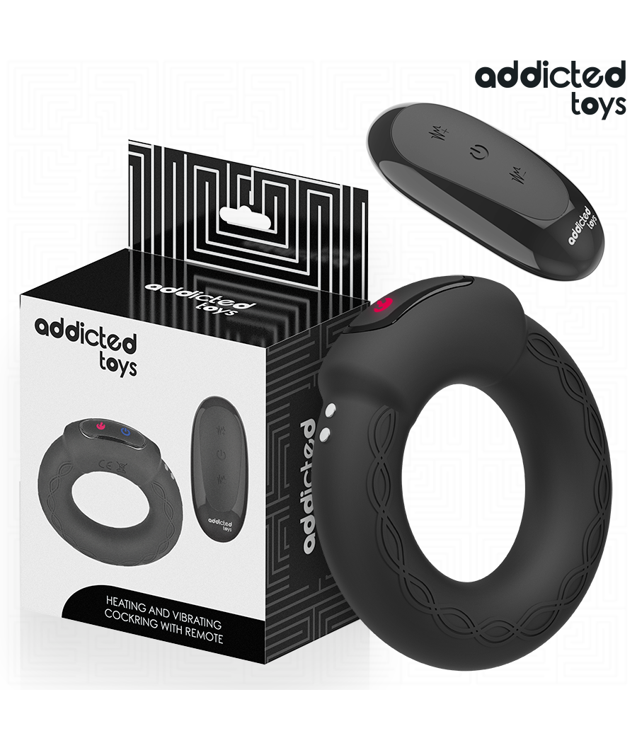 ADDICTED TOYS - ANNEAU PÉNITENTIAIRE VIBRANT À EFFET CHAUFFANT AVEC TÉLÉCOMMANDE