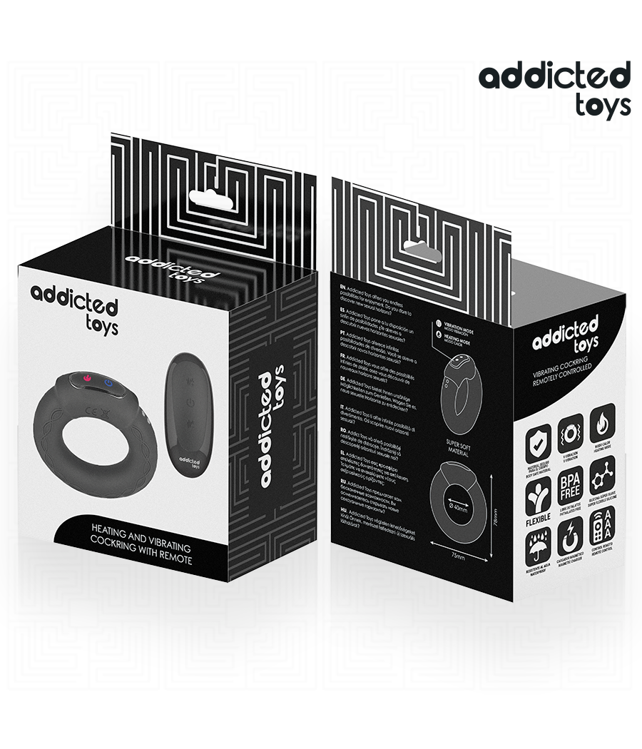 ADDICTED TOYS - ANELLO PER IL PENE VIBRANTE CON EFFETTO RISCALDANTE E TELECOMANDO