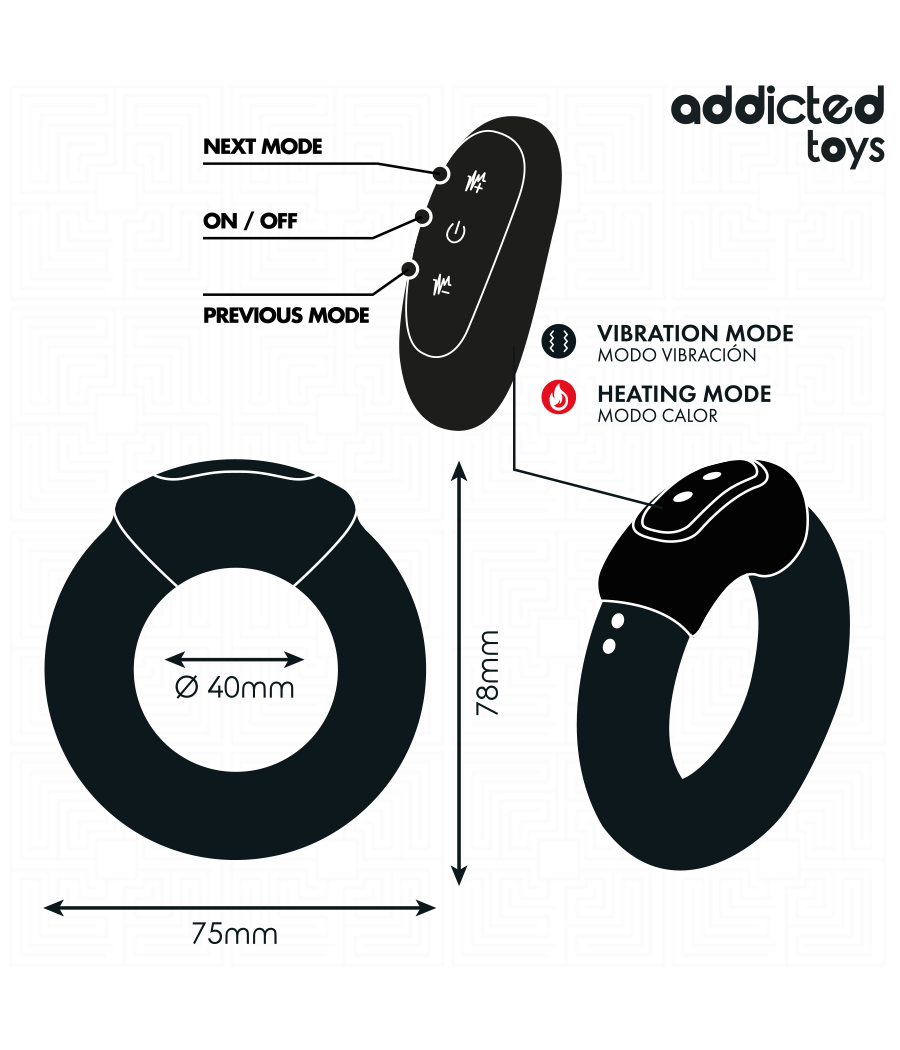 ADDICTED TOYS - ANELLO PER IL PENE VIBRANTE CON EFFETTO RISCALDANTE E TELECOMANDO