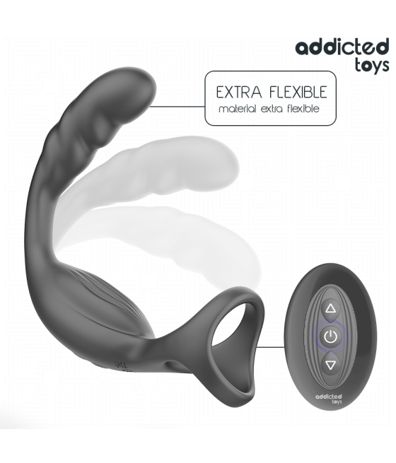 ADDICTED TOYS - ANNEAU PÉNIS PROSTATIQUE DOUBLE AVEC TÉLÉCOMMANDE