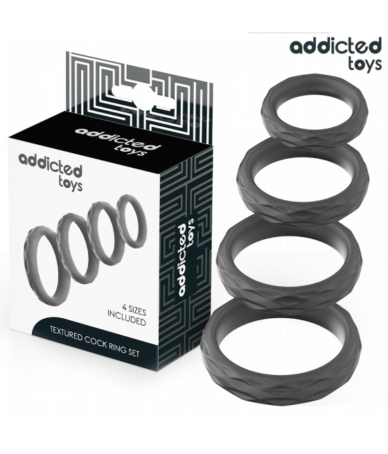 ADDICTED TOYS - TEXTURED COCK RING SET 4 SIZES