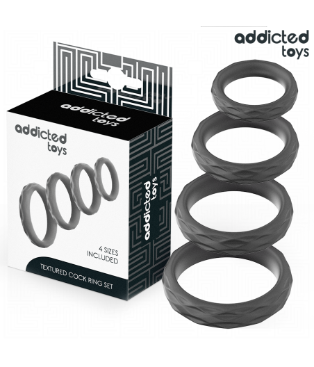 ADDICTED TOYS - TEXTURED COCK RING SET 4 SIZES