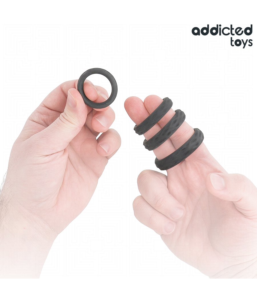 ADDICTED TOYS - TEXTURED COCK RING SET 4 SIZES