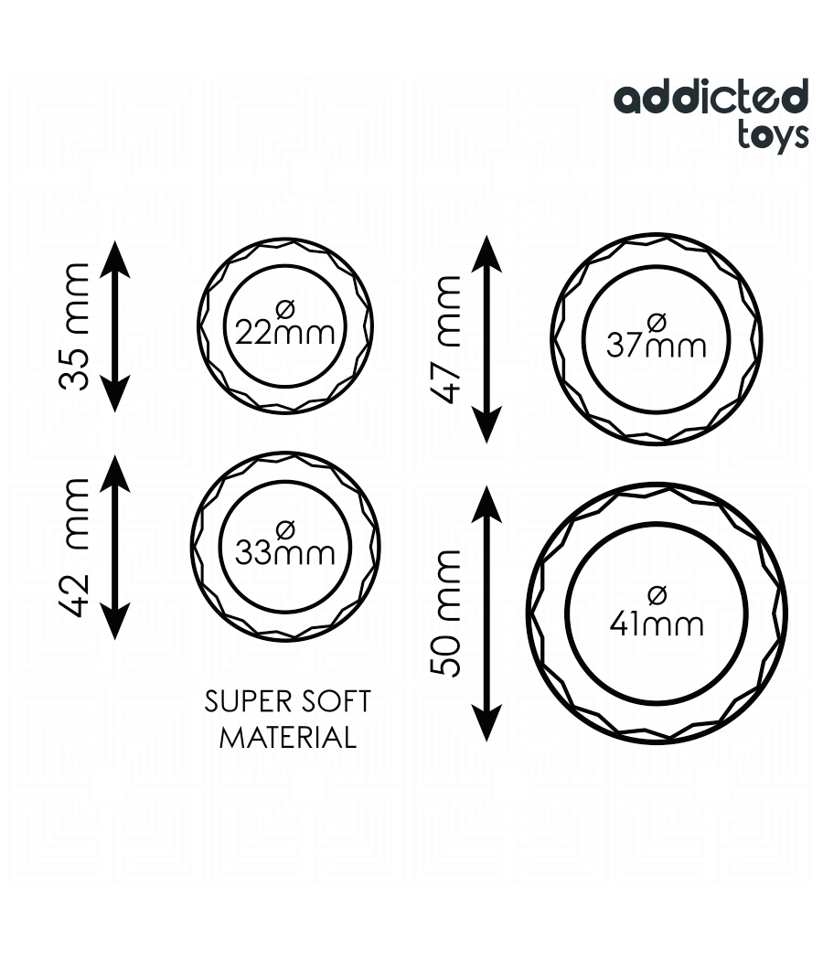 ADDICTED TOYS - CONJUNTO DE ANÉIS PENIANOS TEXTURIZADOS - 4 TAMANHOS