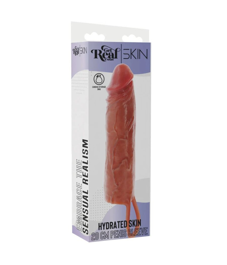 GET REAL - MANCHON PÉNIS EN SILICONE HYDRATANT CARAMEL 20 CM
