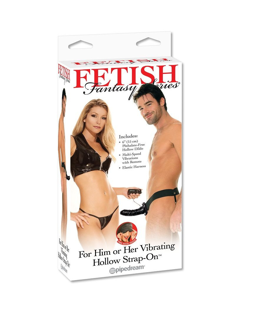 FETISH FANTASY SERIES - VIBRIERENDER HOHL-STRAP-ON FÜR SIE ODER IHN, SCHWARZ