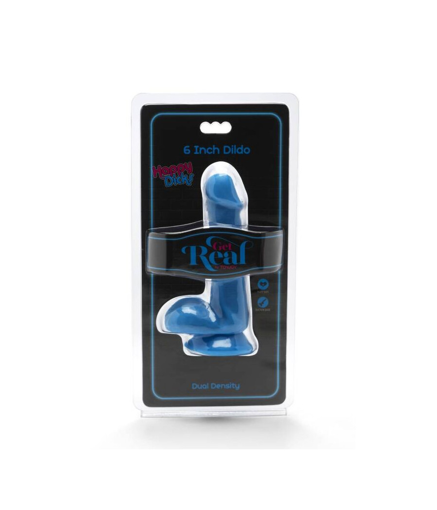 GET REAL - HAPPY DICKS DILDO 12 CM CON TESTÍCULOS AZUL