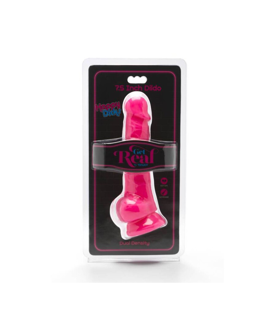 GET REAL - HAPPY DICKS 19 CM CON TESTÍCULOS ROSA