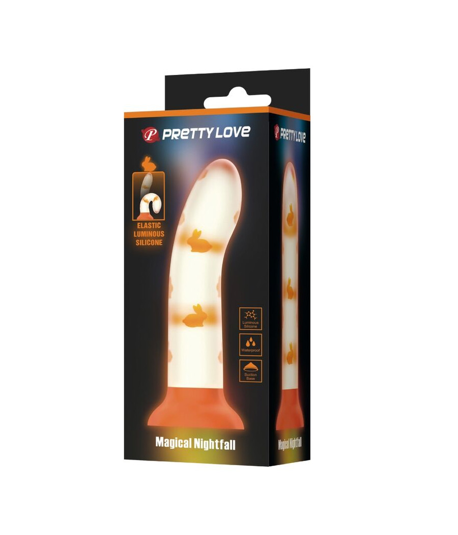 PRETTY LOVE - DILDO MÁGICO NIGHTFALL SEM VIBRAÇÃO LUMINOSO LARANJA