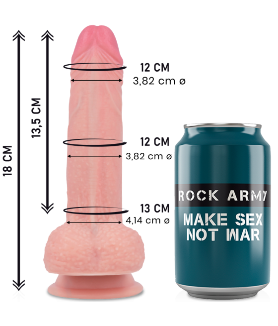 ROCKARMY - MUSTANG DILDO REALÍSTICO LIQUID SILICONE 18 CM -O- 4.14 CM