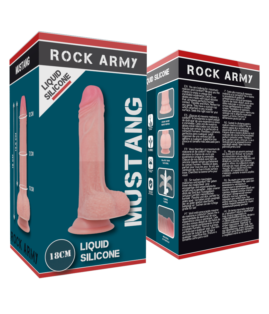 ROCKARMY - SILICONE LIQUIDE PREMIUM MUSTANG RÉALISTE 18 CM -O- 4.14 CM