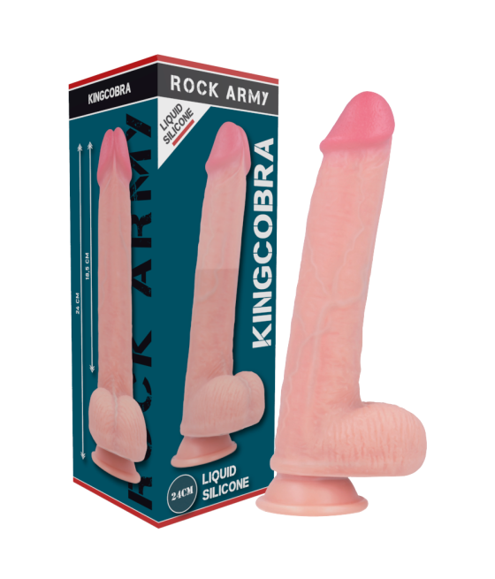 ROCKARMY - KINGCOBRA DILDO REALÍSTICO LIQUID SILICONE 24 CM -O- 4.77 CM