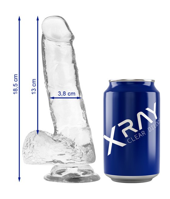 X RAY - DILDO TRANSPARENTE COM BOLAS 18.5 CM -O- 3.8 CM