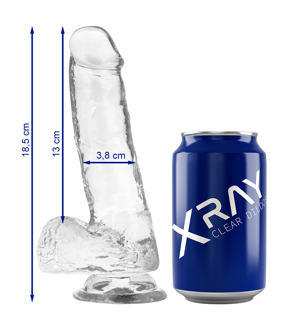 X RAY - CAZZO TRASPARENTE CON SFERE 18.5 CM -O- 3.8 CM