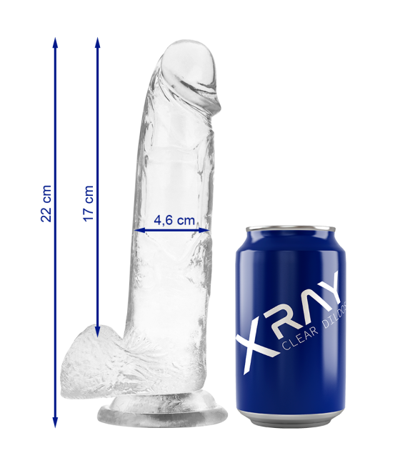X RAY - CLEAR DILDO REALISTA TRANSPARENTE 22 CM -O- 4.6 CM