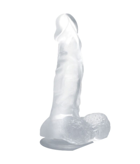 BAILE - DILDO REALISTICO CON VENTOSA E TESTICOLI 16.7 CM TRASPARENTE